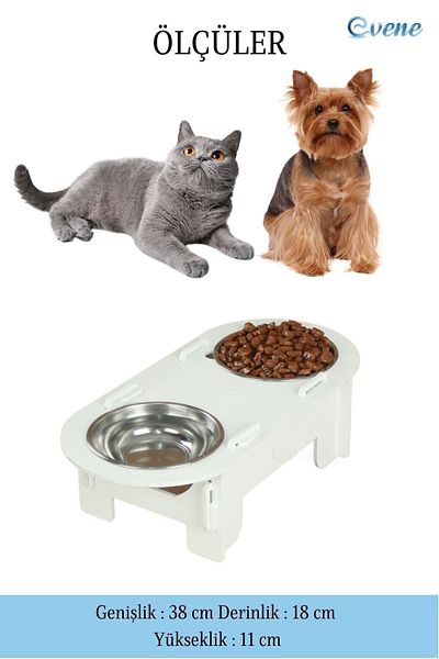 Evene Food Water Bowl Stainless Steel Rhinestone 2-Piece Wooden Cat and Dog Water Bowl Oval Model