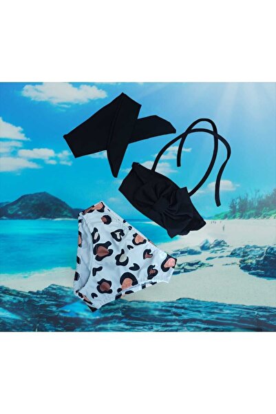 YDBKStore Kız Çocuk (3-10 yaş) Fiyonklu üst /Bandanalı Mayo Bikini Takım (Bik...