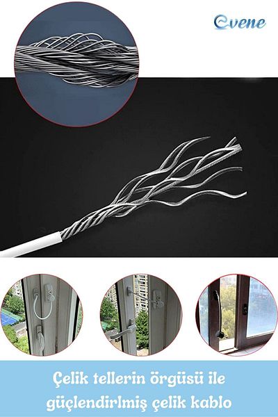 Evene Gray Window Lock with 8 Ropes Children's Safety Security Burglar Pimapen PVC Door Baby Lock
