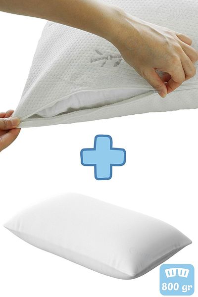 Evene Pillow Bead Fiber Antibacterial Sleeping Pillow Cotton Stitched 800 g + Cotton Zippered Case