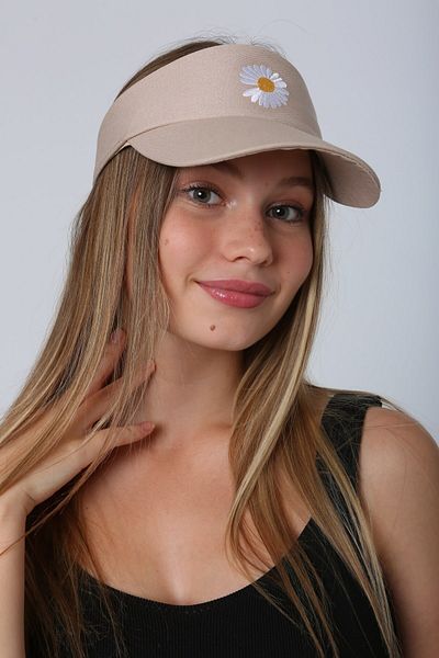 Saria Moda Women's Tennis Daisy Embroidered Visor Hat