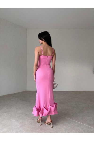 Afiş Butik Μίντι Φόρεμα Ασύμμετρο Κόψιμο - Καμπυλωτό στρίφωμα