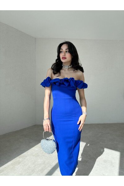 Afiş Butik Vállról leválasztott Midi hosszúságú ruha