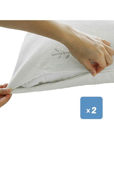 Evene Inner Pillow Case Zippered 2 Pieces Anti-Sweat Cool-Keeping Breathable Cushion Cover