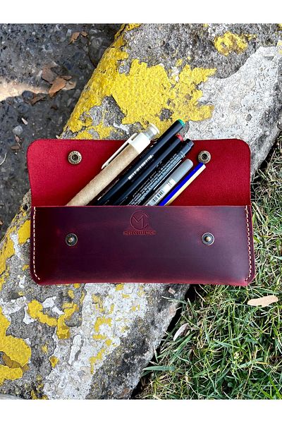 Mess collection Genuine Leather Horizontal Hand Pen Holder - Personalized Gifts