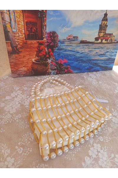 AKHASYA Handmade Bag with Bead Detail and Pearl Design