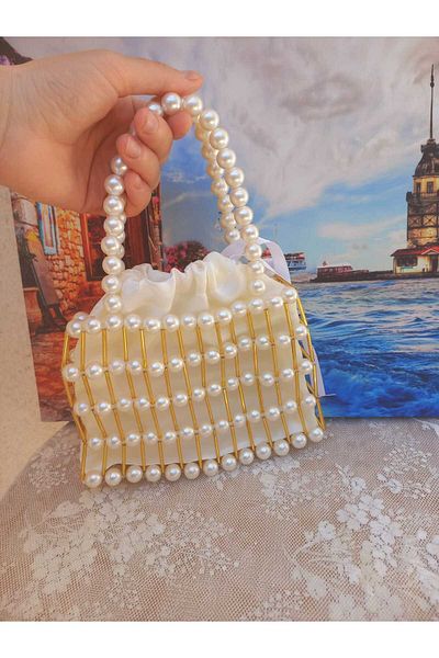 AKHASYA Handmade Bag with Bead Detail and Pearl Design