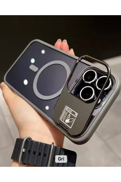 KILIF HOUSE Iphone 14 Pro Max Uyumlu Lens Hediyeli Standlı Open Magsafe Kılıf
