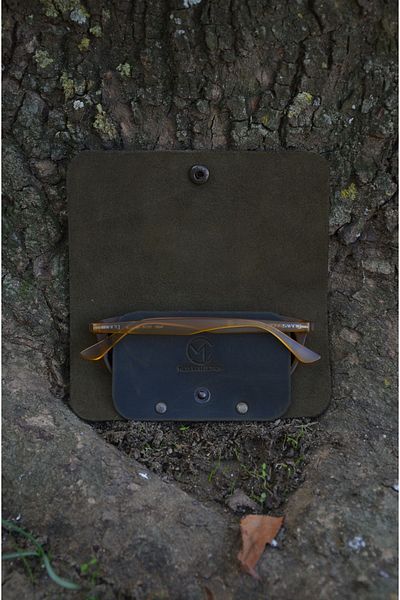 Mess collection Handmade Genuine & Genuine Leather Minimal Khaki Color Glasses Case & Glasses Case/Gift Items