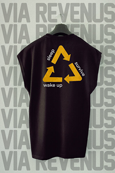 Vordevia Black Sport T-shirt - Probudi se, Spavaj, Preživi Leđa Štampano, Bez...