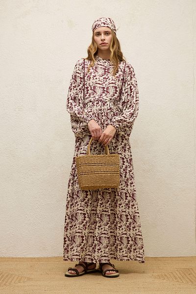 Manuka Φόρεμα Sage Viscose Balloon Sleeve