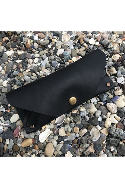 Mess collection El Yapımı Hakiki & Gerçek Deri Minimal Siyah Renk Gözlük Kılı...