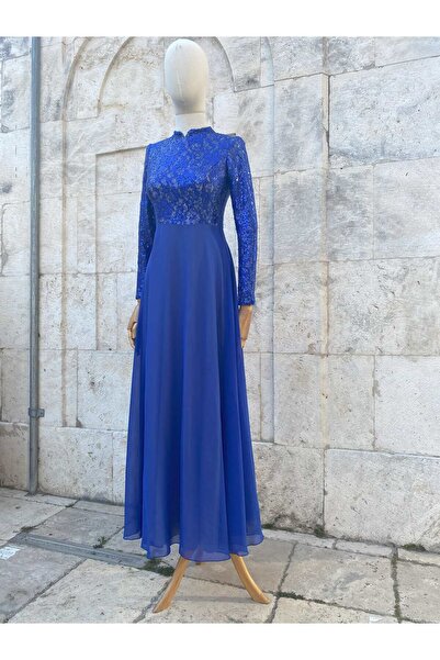 Butik SAKS MAVİSİ PAYETLİ ŞİFON ABİYE