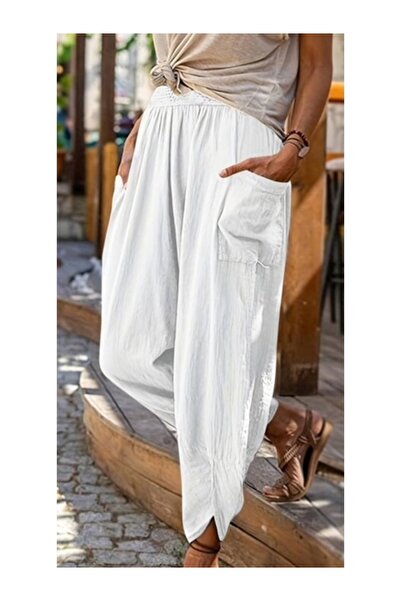PHUTİ COLLECTION Cotton White V-Leg Shalwar Trousers