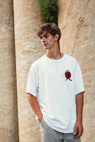 Pasage Oversize Japan Mood 'love' εμπριμέ λευκό μπλουζάκι