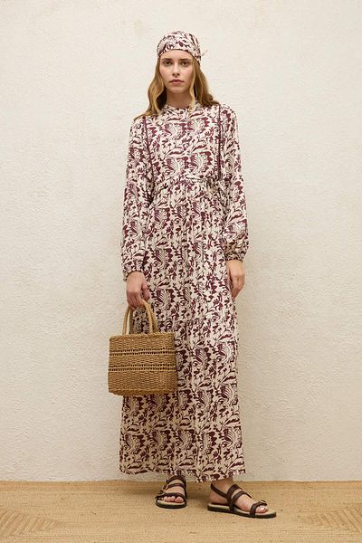 Manuka Φόρεμα Sage Viscose Balloon Sleeve