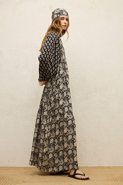 Manuka Šaty s balonovým rukávem z karmínové viskózy