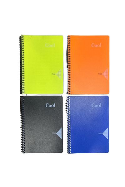 Keskin Caiet A5 72 YP Cool - Copertă din plastic, design în spirală, 2 pătrate și 2 rigle