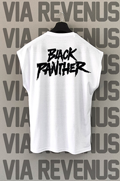 Vordevia Beli sport T-shirt - Crni panter leđa Štampano, bez rukava