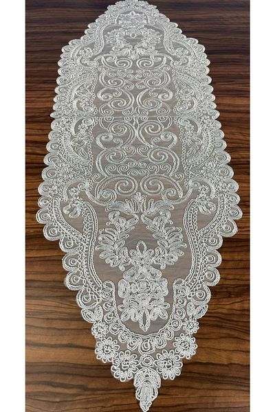 Essenza Home Embroidered Cord Runner Magnolia Gray