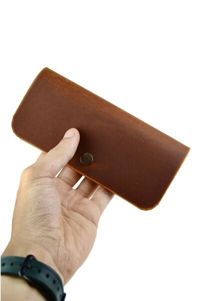 Mess collection El Yapımı Hakiki & Gerçek Deri Minimal Camel Renk Gözlük Kılı...