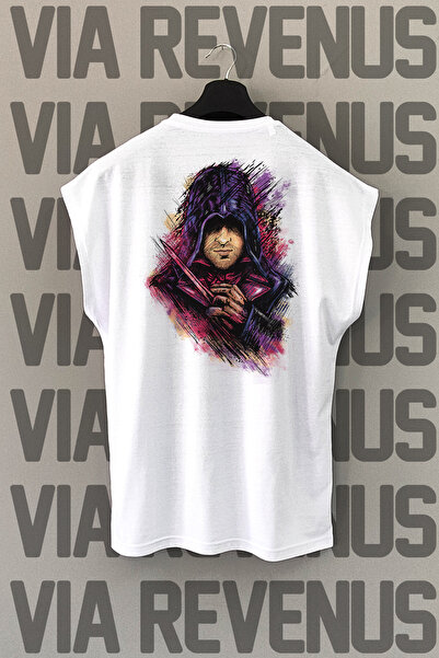 Vordevia Bela sportska majica Assassins - Leđa Štampano , Bez rukava