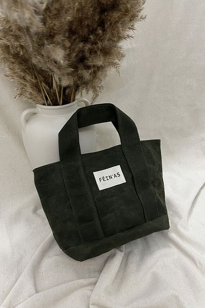 feinas Waxed Canvas Handbag - Khaki (31x25cm)