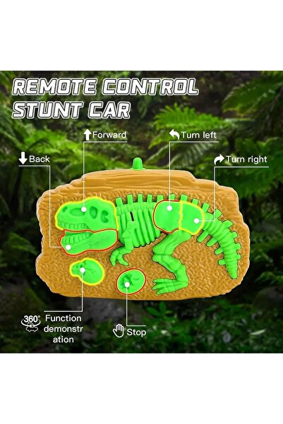 Nilly Toys Uzaktan Kumandalı Işıklı Dinozor 360 Derece Dönebilen Akrobat Araba