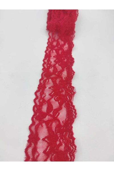 FASHİON DANTEL Likralı Dantel Kırmızı Renk 5,5 Cm En 3 Mt Boy Kenar Model (1052 Kod)