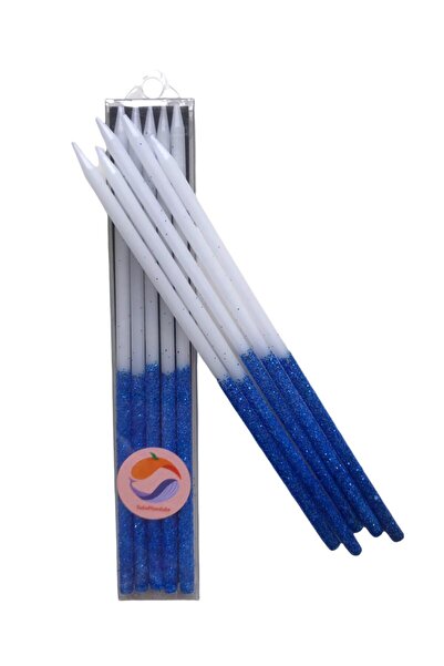 BalinMandalin Lacivert Simli Beyaz Parti Mumu, 5’li