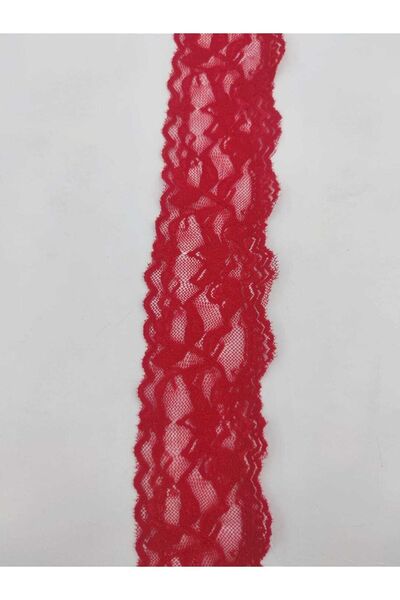 FASHİON DANTEL Likralı Dantel Kırmızı Renk 5,5 Cm En 3 Mt Boy Kenar Model (1052 Kod)