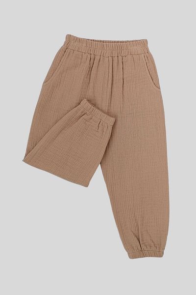 ÇİTİL Unisex Children's Bürümcük Muslin Brown Trousers 2-6 Years
