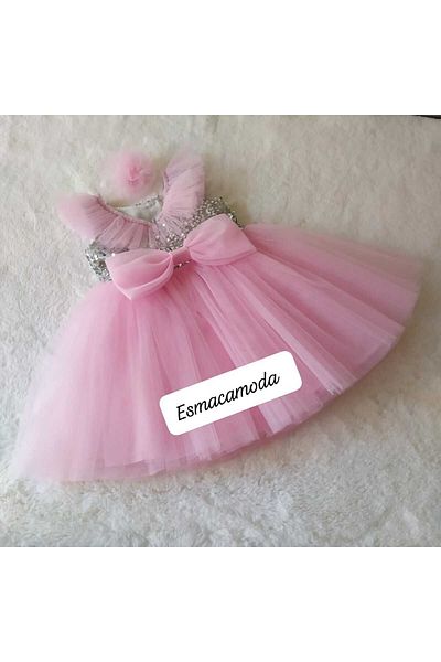 esmacamoda Pink Sequin Girl's Dress