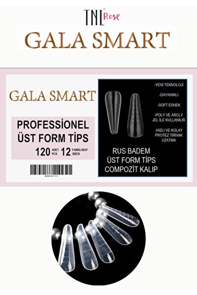 tnl professional Tnl Rose Gala Rus Badem Üst Form Tips 120 Adet 12 Farklı Boy...