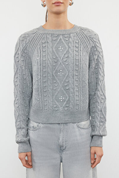 Trendyol Collection Šedý oboustranný použitelný úpletový svetr TWOAW24KZ00144