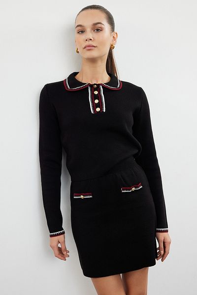 Trendyol Collection Kötöttáru szoknyás fekete alsó-felső szett - TWOAW24AU00058