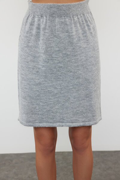 Trendyol Collection Šedý úpletový vrchní a spodní set – měkká textura, šátek TWOAW25AU00021