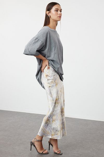 Trendyol Collection Szatén mintás tarka szövött szoknya - TWOSS24ET00238