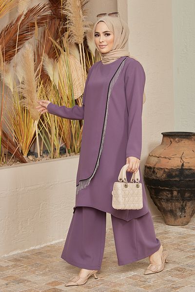 VAVİNOR Chain Tunic Trousers Set - Lilac