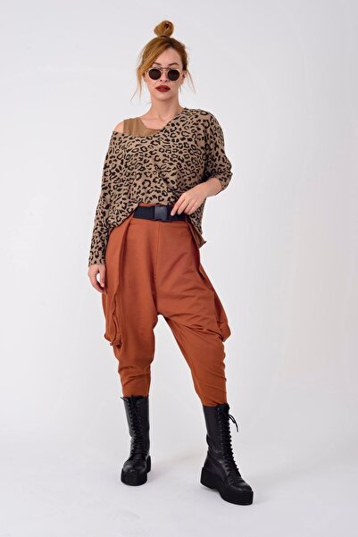 Park Moda An2150 Φαρδύ παντελόνι κάσιους - με λεπτομέρεια με αγκράφα και ζώνη