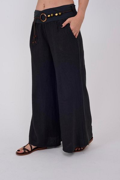 Park Moda 8730 Wide Leg Belted Linen Trousers