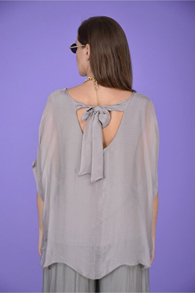 Park Moda 6061 Yarasa Kol Sırt Bağlamalı Ipek Bluz