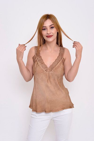 Park Moda 21336 Μπλούζα με λαιμόκοψη V με κορδόνια