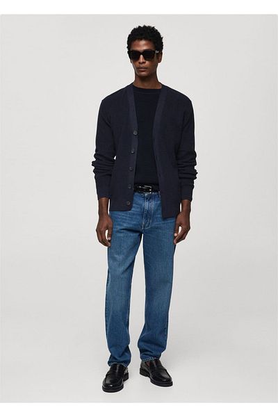 MANGO Man Geknöpfter, gerippter Cardigan