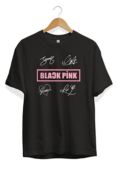 oneagılyazı Bay Black Pink Imza Baskılı Unisex Tişört