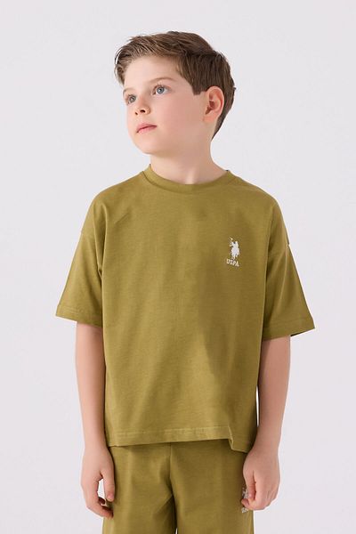 U.S. Polo Assn. بدلة برمودا خضراء للأولاد