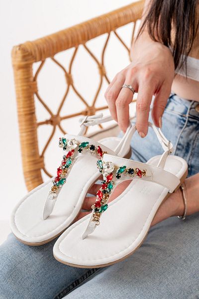 Aymood Sandale de damă Stoned White - Flip Flops, Design confortabil
