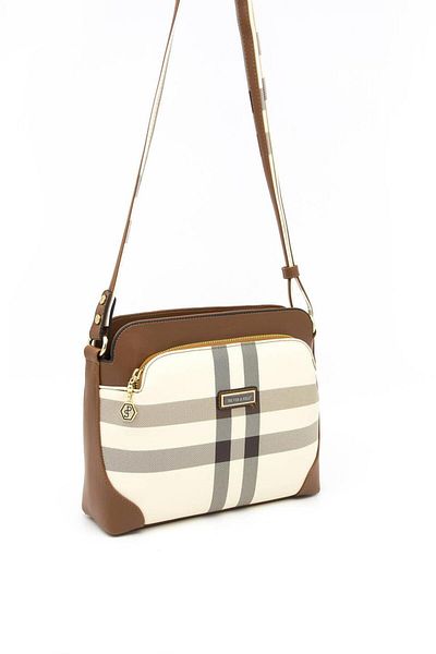 Silver Polo Taba SP364 - Geantă Crossbody pentru femei, argintiu și crem polo