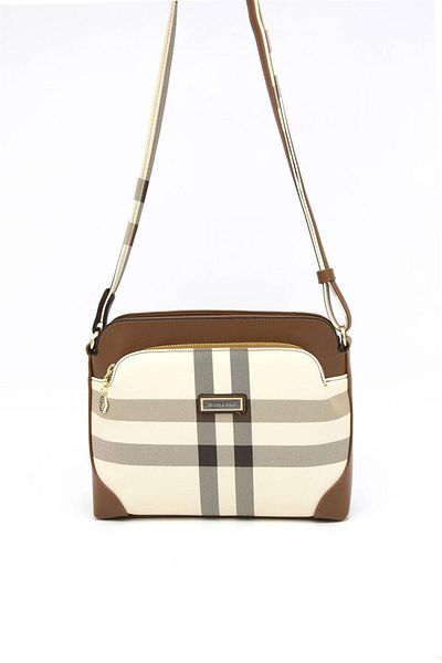Silver Polo Taba SP364 - Geantă Crossbody pentru femei, argintiu și crem polo