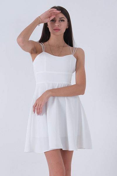 Feminist Thin Strap Backless V-Neck Flared Evening Dress & Homecoming Dress Ecru0104026